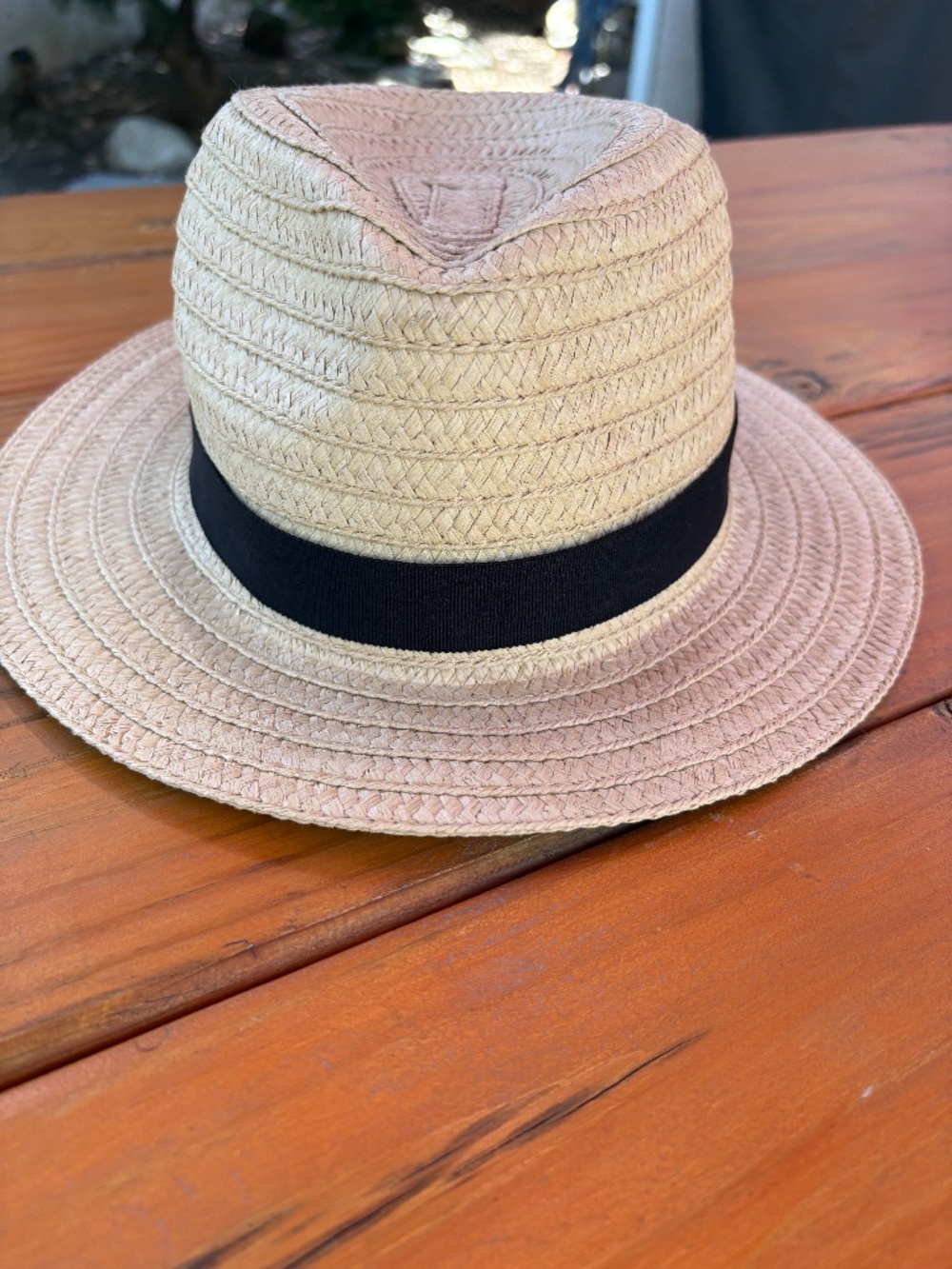 NWT Madewell Packable Fedora Woven Hat Natural and Black Band Size M/L - Picture 2 of 10